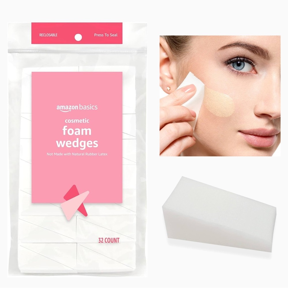 Amazon Basics Cosmetic Foam Wedges For Makeup, 32 Count